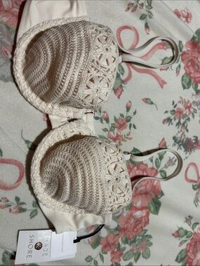 Shade & Shore Ivory Crochet Bikini top